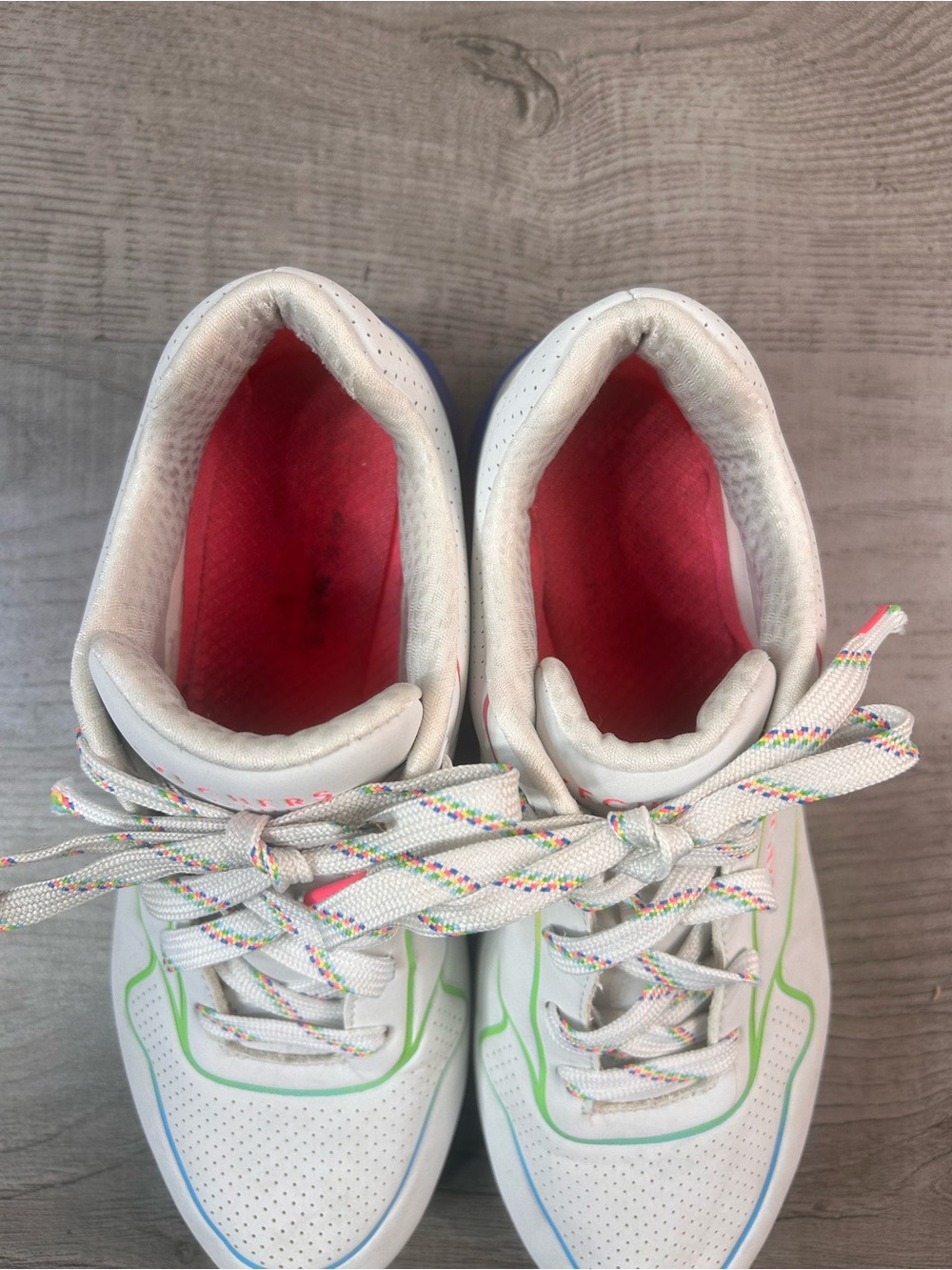 Skechers Air Cushion White Sneakers with Rainbow Gradient Sole Women’s Size 8 - Picture 6 of 10